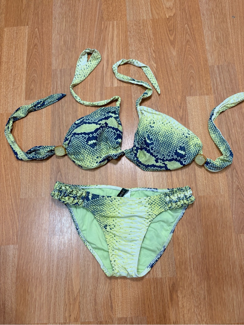 DESPI Yellow & Navy Snake Print Bikini Set